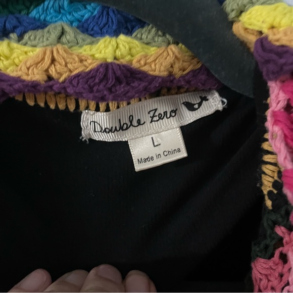 Double Zero Ladies Sweater Crocheted Size L open front - Picture 4 of 8